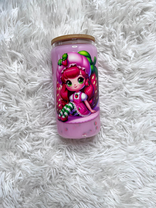 16oz Strawberry Shortcake Glass Cup